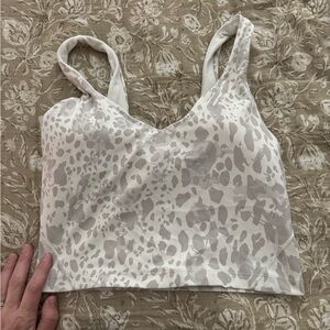 Lululemon White and Gray Patterned Align Crop Top